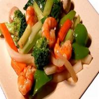 88. Shrimp with Mixed Vegetables · Served with white rice.