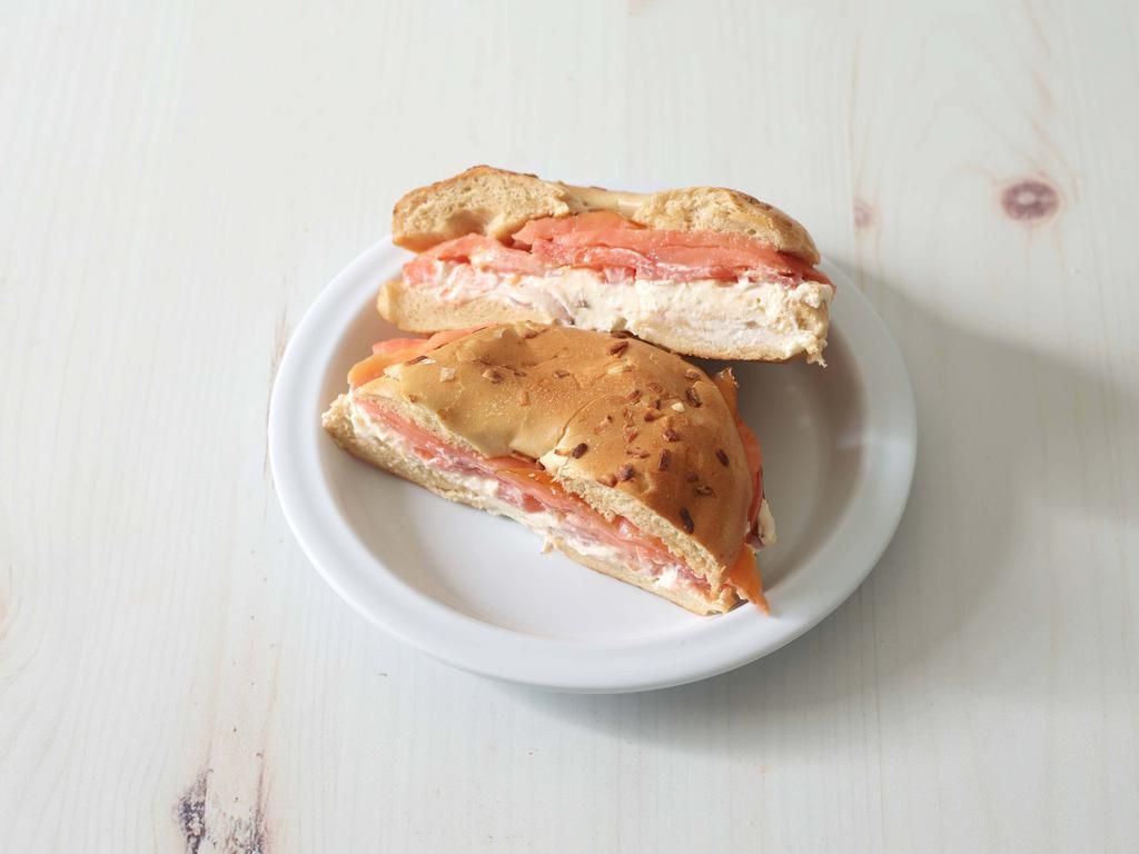 Bagel All the Way · Cream cheese, lox, tomato and onion.