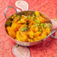 Gobi Aloo Matar  · Potatoes, peas and cauliflower. Vegan and gluten free. 