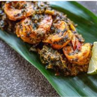 Jumbo Shrimp with Spinach and Coconut Cream  · 