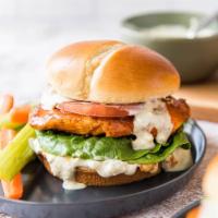 Buffalo Chicken Sandwich · Fried chicken, lettuce, tomato, pickle, ketchup, and Buffalo sauce