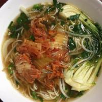 N13. Kimchi Noodle Soup · Kimchi, Onion, Scallion, Cilantro, Bean Sprout, Beef Broth