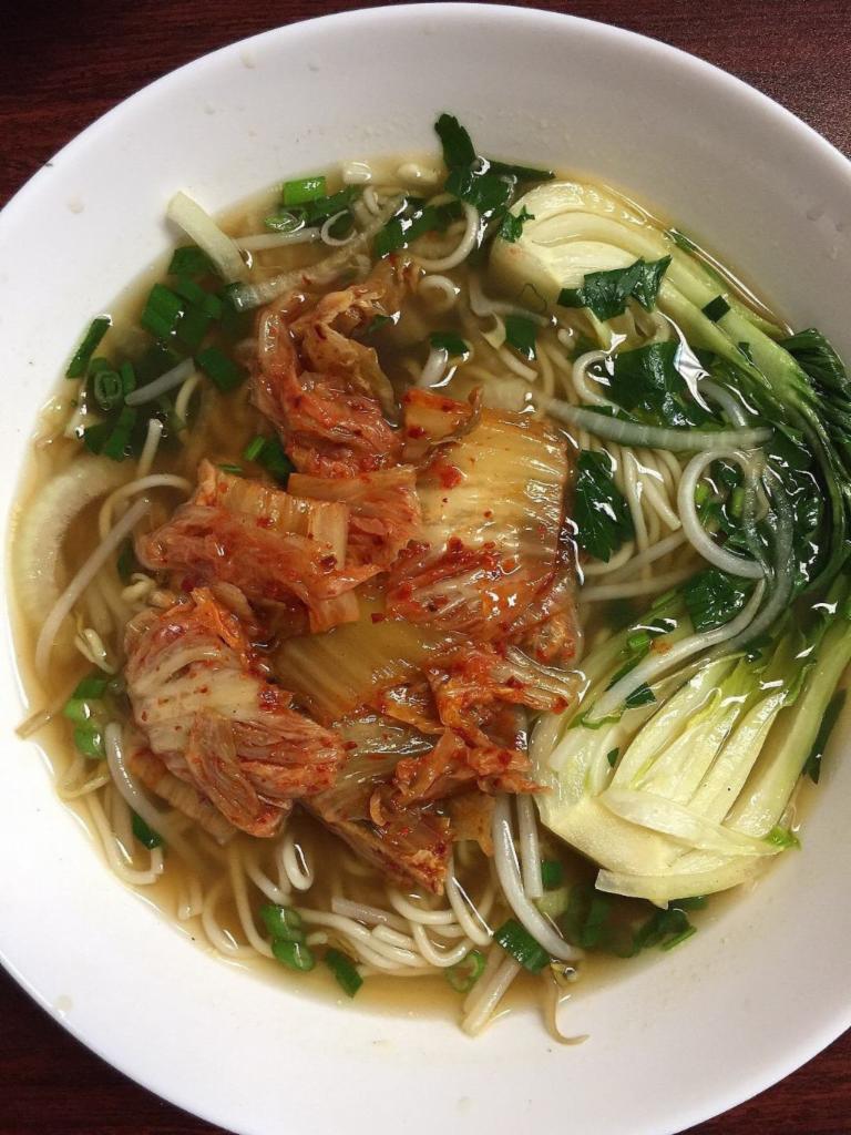 N13. Kimchi Noodle Soup · Kimchi, Onion, Scallion, Cilantro, Bean Sprout, Beef Broth