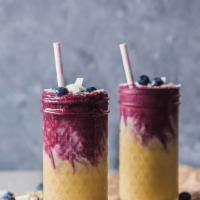 8. I Love Pom Smoothie · Mango, banana and blueberries with pomegranate juice.