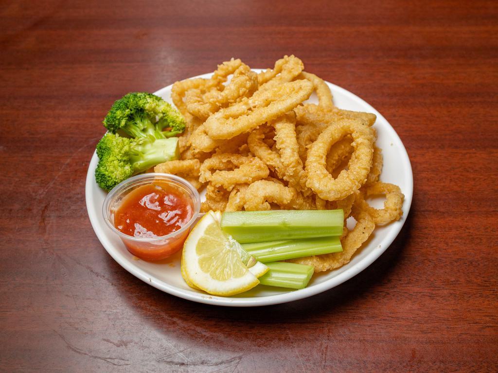 Fried Calamari · Crispy fried on the outside, soft on the inside, pair with marinara sauce is a desired favorite. 