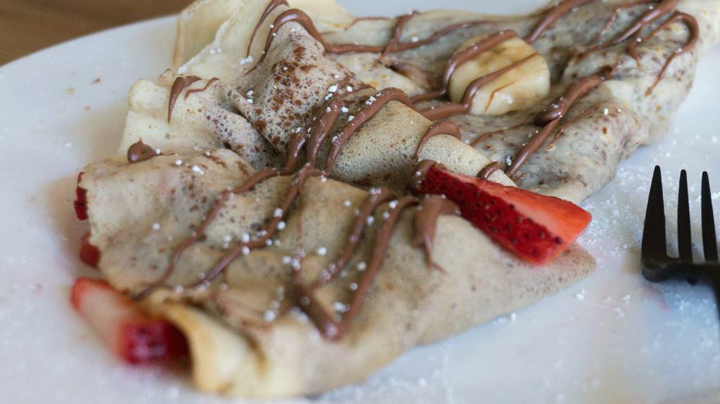 Nutella Crepe · Choice of banana or strawberry with Nutella & whipped cream. Add Nilla wafers or choice of fruit for an additional charge.
