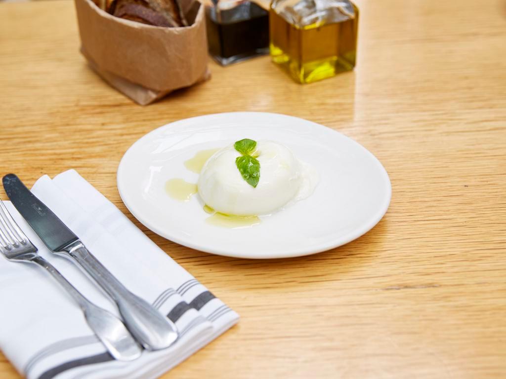 Burrata · Burrata is made with cow milk and comes from Puglia in Southern Italy.
