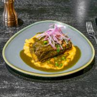 Seco de Carne con Frijoles Plato · Beef short-ribs, cooked in traditional Northern Peruvian style with rich cilantro & black be...