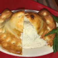 Calzone · Pizza dough packets filled with whole milk ricotta and mozzarella cheese. Add toppings for a...
