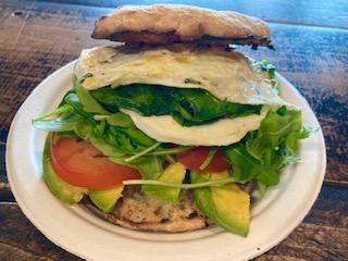 ENGLISH MUFFIN SANDWICH · Fried egg, avocado,wilted spinach, arugula and tomato w/pesto