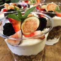 YOGURT PARFAIT · Plain low fat yogurt with house baked granola w/nuts and seasonal berries 