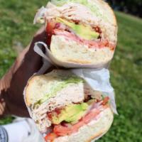 The Rob · Turkey, Avocado, Bacon, Lettuce, Tomato, Red Onion, Lime Aioli.
Served on a Soft Seeded Semo...