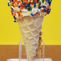 Rimmed Cones · Cones are rimmed with some of your favorite toppings