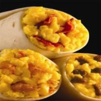 Bacon, Egg and Cheese  Taco · Scramble egg, bacon chunks and cheddar cheese