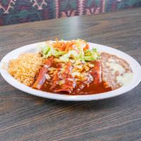 3 Enchiladas · Red or Green sauce.
Add Ground Beef or Chicken for $1.00.