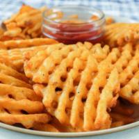 Waffle fries · served with special sauce