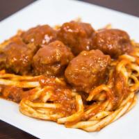 Meatballs and Spaghetti · 8 meatballs with spaghetti marinara.