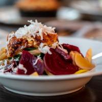 Beet Salad · heirloom beets, field greens, green apples, shaved coconut, caramelized goat cheese, orange ...