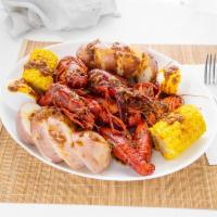Southern Seafood Crawfish Boil ·  Feeds one. 1 lb. crawfish, 1 turkey sausage, 2 boiled eggs, 2 corn, and 2 potatoes.