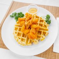Signature Southern Shrimp and Waffles · Comes included with 8 large shrimp signature southern style waffles with your choice of hone...