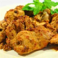 Chicken Bihari Kabab · Chicken fillets seasoned with Pakistani mix spices and char grilled on skewers.