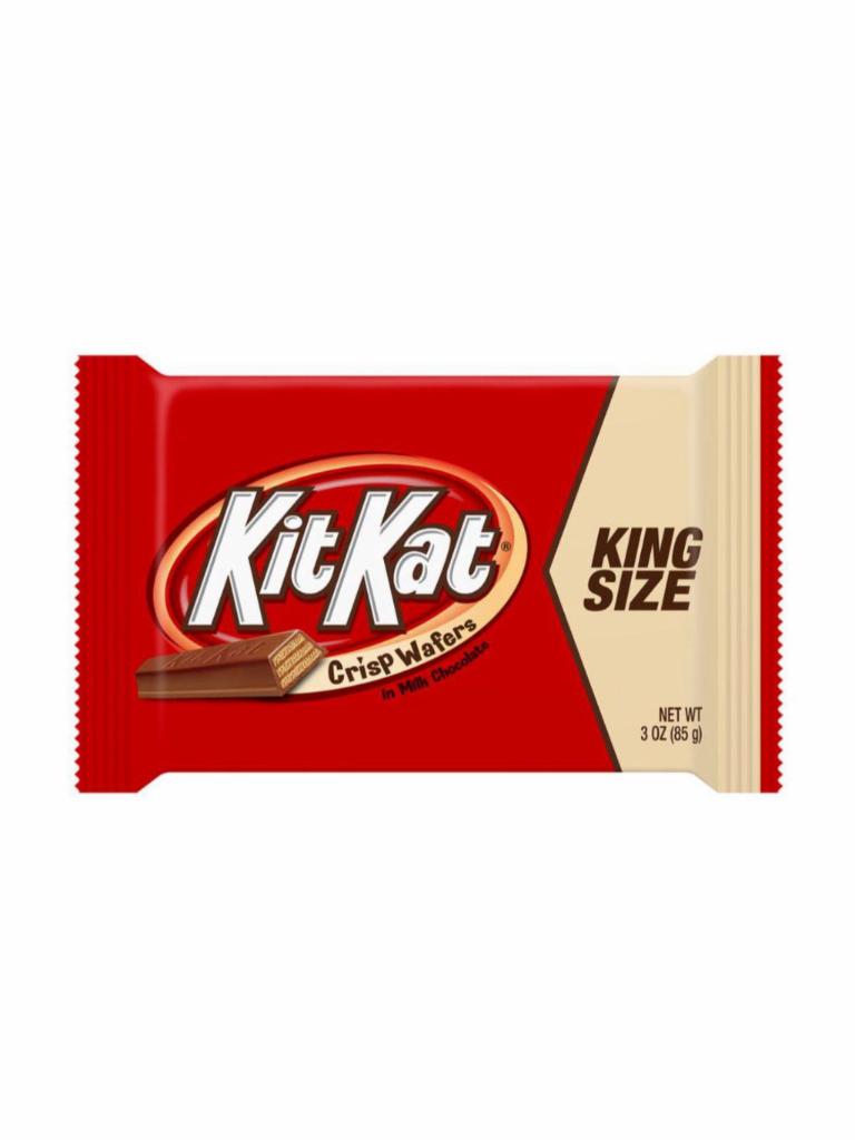 Kit Kat (King Size) · Classic bars of crispy wafers coated in smooth milk chocolate. - 3oz