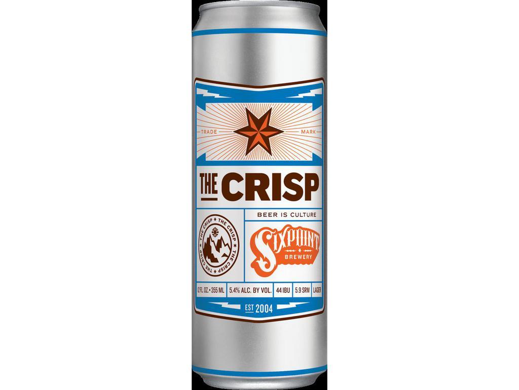 The Crisp Pilsner Can · Sixpoint Brewery Crisp Pilsner. 12oz Can. 5.4% ABV. Must Be 21 To Purchase.