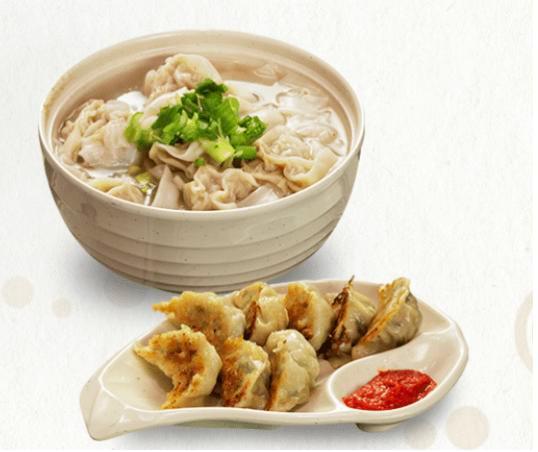 Shaxian wontons+Fried pork dumplings 沙县扁肉+锅贴 · 
