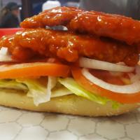 Spicy Chicken Sandwich Meal · Fried chicken patty served on a toasted bun with lettuce, tomato, onion and mayo. Served wit...