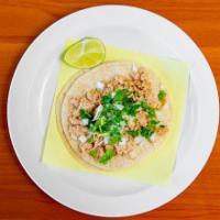 Taco · Homemade size tortillas.