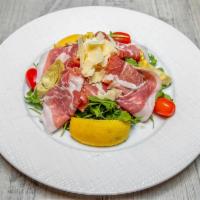 Proscuitto di Parma Salad · With shaved artichokes, Parmesan cheese and arugula. 