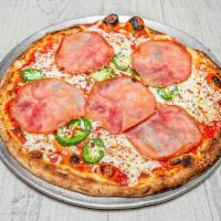 Pizza alla Diabla · Spicy capicola and fresh jalapeno. Thin crust. Wood-fired