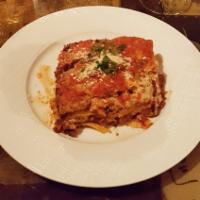 Lasagna · With bolognese sauce, bechamel and fresh mozzarella.