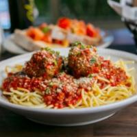 Kid’s Spaghetti and Meatballs · Gluten-friendly pasta available.