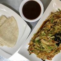 812. Moo Shu Vegetable Dinner · Served with 3 pancakes.
