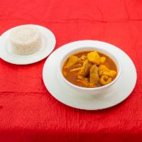 Sopa de Mondongo · Dominican Tripe soup served with rice