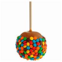 M&M Caramel Apple · A thick caramel coating rolled in colorful M&M's® candies. Underneath, a crisp and tart Gran...