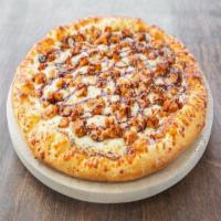 BBQ Chicken Pizza · Lots of BBQ sauce, chicken marinated in BBQ sauce and mozzarella cheese.