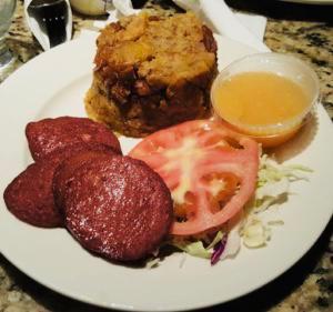 Dominican (Salami) Mofongo · Fried plantain and pork dish.