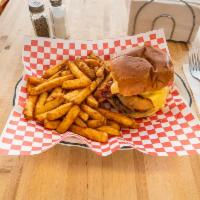 Texas Burger · Sauteed mushrooms, American cheese, onion rings, and BBQ sauce. Different preparation is ava...