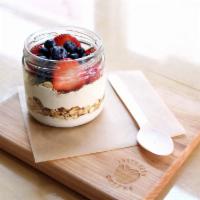 Vegan Yogurt Parfait · Organic cultured cashew yogurt by Blode Kuh with organic granola and organic berries.