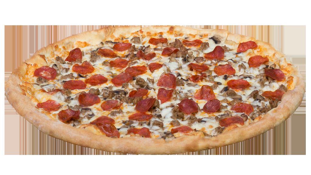 Cam's Favorite Pizza · NO SAUCE. Extra mozzarella cheese, mushrooms, sausage, and pepperoni (please specify so we make it correctly for you!)