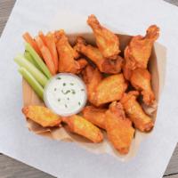 Bone-In Jumbo Wings · party-size boxes of our famous jumbo bone-in chicken wings with celery & carrot sticks, frie...