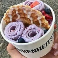 Purple Haze · Taro ice cream,  strawberries, blueberries, waffle chip & condensed milk.