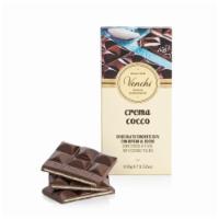 Coconut Filled Bar · 3.53oz
Dark chocolate bar filled with coconut milk cream and coconut flakes