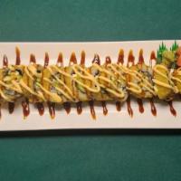 Big Cowboy Roll   · 10 pieces. Crab cream cheese avocado cucumber deep fried with sauce on top crunch.