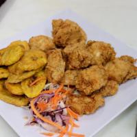 Chicharones de Pollo sin Hueso · Irresistible pieces of boneless fried chicken. Served with your choice of side.