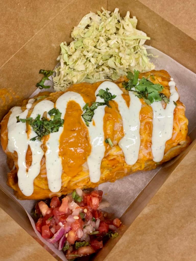 Wet Burritos · Large flour tortilla filled with Mexican rice and beans, cheese and your choice of protein and sauce.