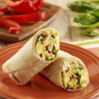 Spinach and Egg White Breakfast Wrap · Egg whites, spinach, tomato, feta cheese and avocado. 