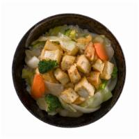 Tofu · Tofu with stir-fried vegetables.